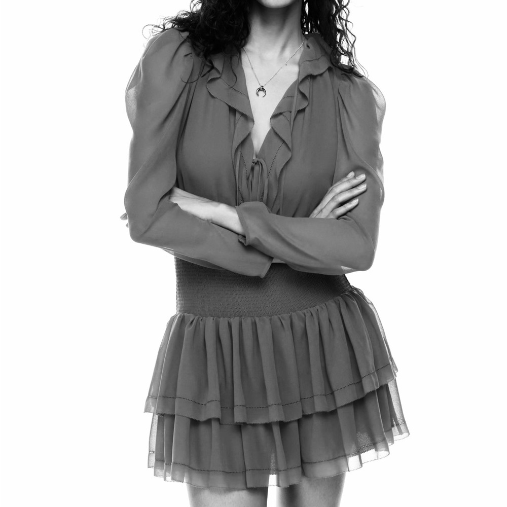 Aritzia Elegant Black Ruffled Dress